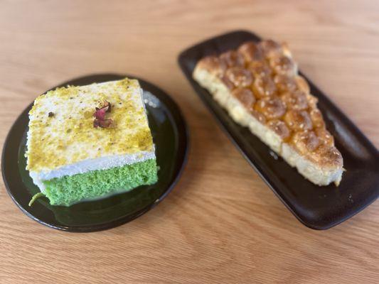 Pistachio milk cake & honeycomb