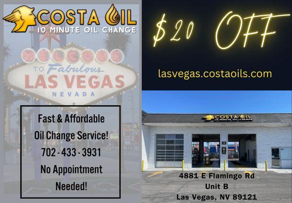 Costa Oil 10 Minute Oil Change - Las Vegas