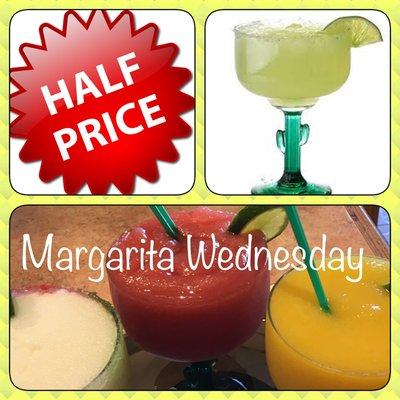 Half price margaritas (every Wednesday)