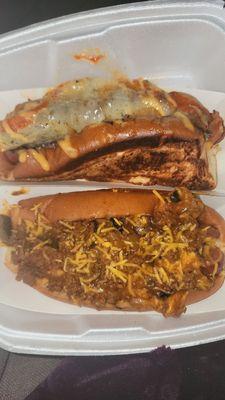 Monterrey dog & chili dog. Deliciousness!!!!!