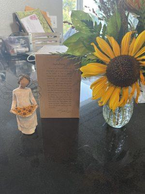 Sunflowers Angel and mini bouquet from my daughter.