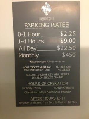 Updated parking rates