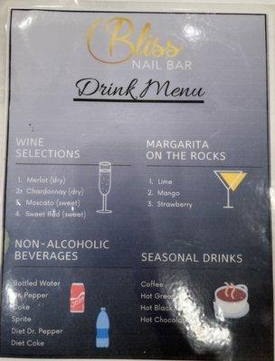 Drink menu