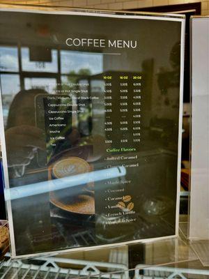 Coffee menu