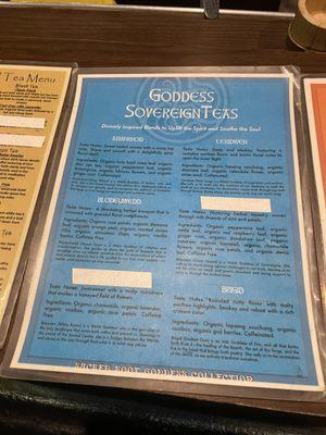 Tea menu