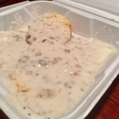 Single biscuit & gravy - my daughters all time favorite bfast item