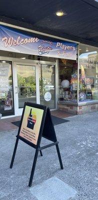 Sidewalk easel in front of 'Newberry Square' Shops @ Idaho Memories in Lewiston.