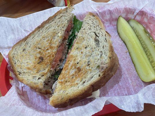 Tuna melt on rye added more veggies and pepper Jack mmm