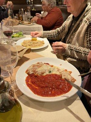 Chicken Parmigiana and Veal Frances.