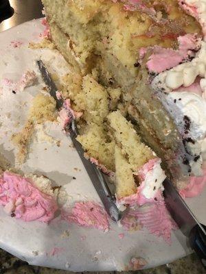 Mushy cake that fell apart and the wrong flavor. This was supposed to be marble!