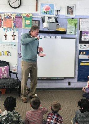 When Dr. Jim isn't at the office, you can find him teaching children about proper oral health! Creating a safe environment for kids to learn