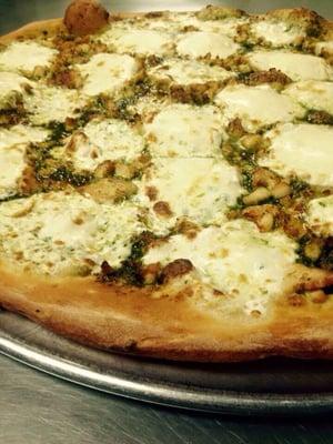 Our chicken pesto pizza