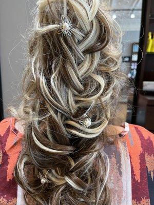 Wedding hair trial with extensions on short hair