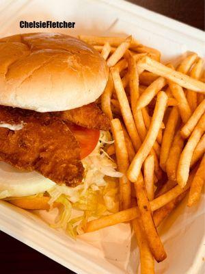 Fish sandwich with fries