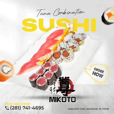 "Experience the exquisite blend of textures and tastes with our Tuna Combination Sushi dishes at Mikoto Ramen Sushi & Bar. Dive into a world