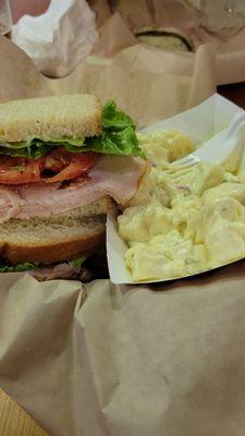 Britts toasted turkey sandwich and potato salad