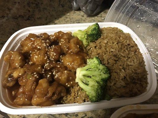 Sesame seed Chicken and vegetable fried rice