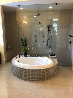 Beautiful and unique bath design found in one of Fort Bend's finest homes