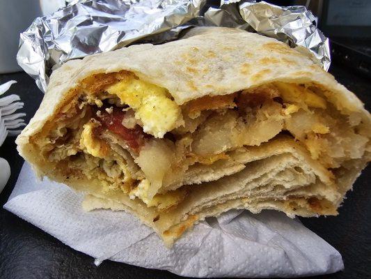 A 1/2 egg breakfast burrito. Driest ever, and tastes like ingredients were sitting around for days.