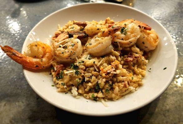 10-25-23. The seasonal risotto with shrimp added on. Simply delicious.