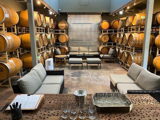 When the Paso heat hits, the barrel room is the "coolest" spot on the property to taste!