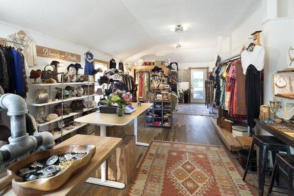 Bloomers and Frocks shop interior. 500 sq ft of the best women's vintage clothes, accessories, and jewelry in Austin.