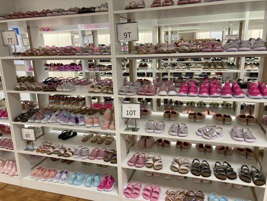 Color-coded shoes and organized shelves