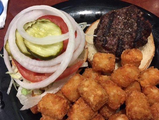 1/4 burger & tots $8