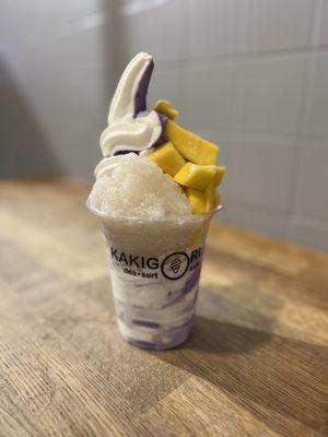 Mango Sticky Rice Soft Serve (with mixed Ube & Vanilla soft serve)