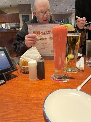 Margarita  Strawberry (Frozen) and a Light Draft Beer (20 oz.)