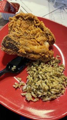 Fried chicken with Cajun rice