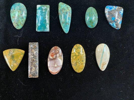 Some of the cabochons I acquired from Blue River Gems AAA quality.