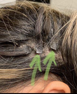 Hair damaging (and painful) K-Tips very poorly installed by Vanessa @ Hottie Hair