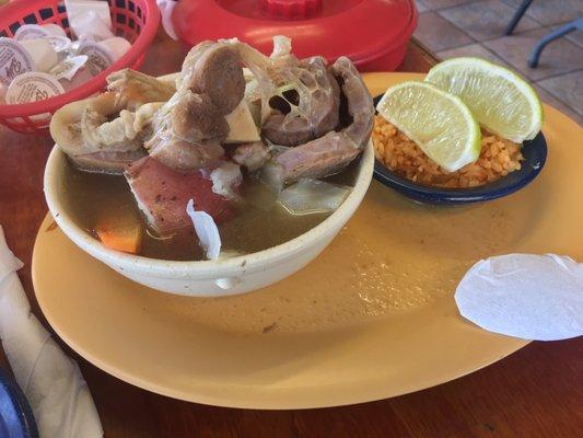 Caldo de res w/ side of rice, included!!!