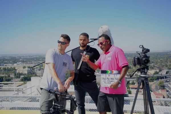 KJ & his team working on a video for the American Cancer Society's Real Men Wear Pink Campaign in Sacramento