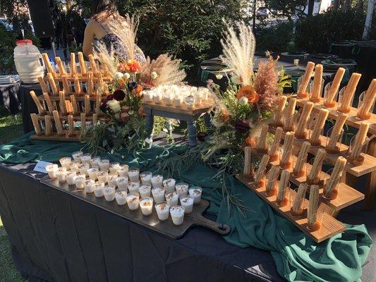 Wedding churros and horchata shooters