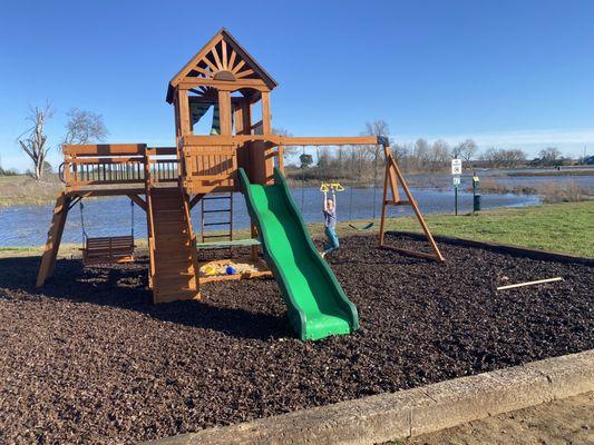 Our playground overlooking the pond!