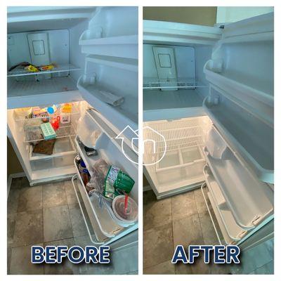 Fridgerator deep clean before and after photos