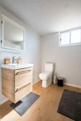 contemporary remodel of an apartment bathroom