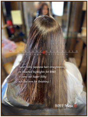 Super Silky JHS on Bleached highlights for $940. No flat ironing for finishing !