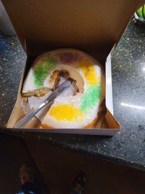 Cinnamon and sugar King cake.