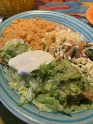 Rice & beans side with fajitas