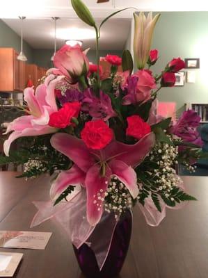 Beautiful! On day of arrival, "Teleflora's Elegant Beauty - Standard" ($52.95 + $6 delivery)