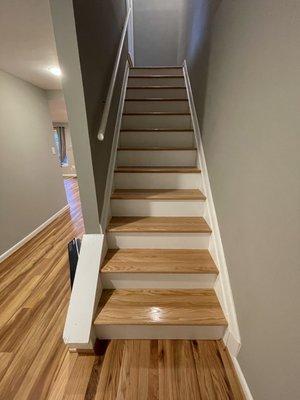 Wood steps with white risers