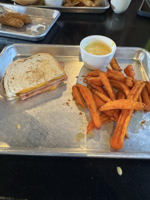 Grilled Cheese with Maple-Glazed Sweet Potato Fries