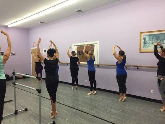 Working hard in Adult Ballet on Monday nights at 7:50pm