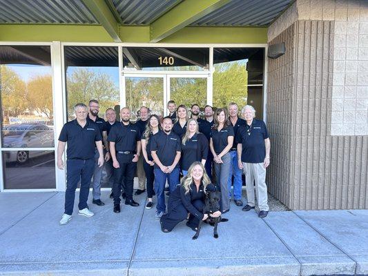 A team picture of the USA Showers employees.