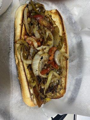 Italian sausage with onions and peppers