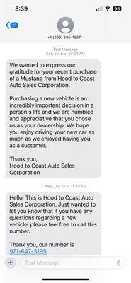 Messages from Hood to Coast to me