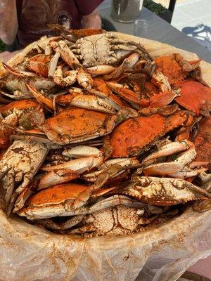 Bushel of crabs delivered hot